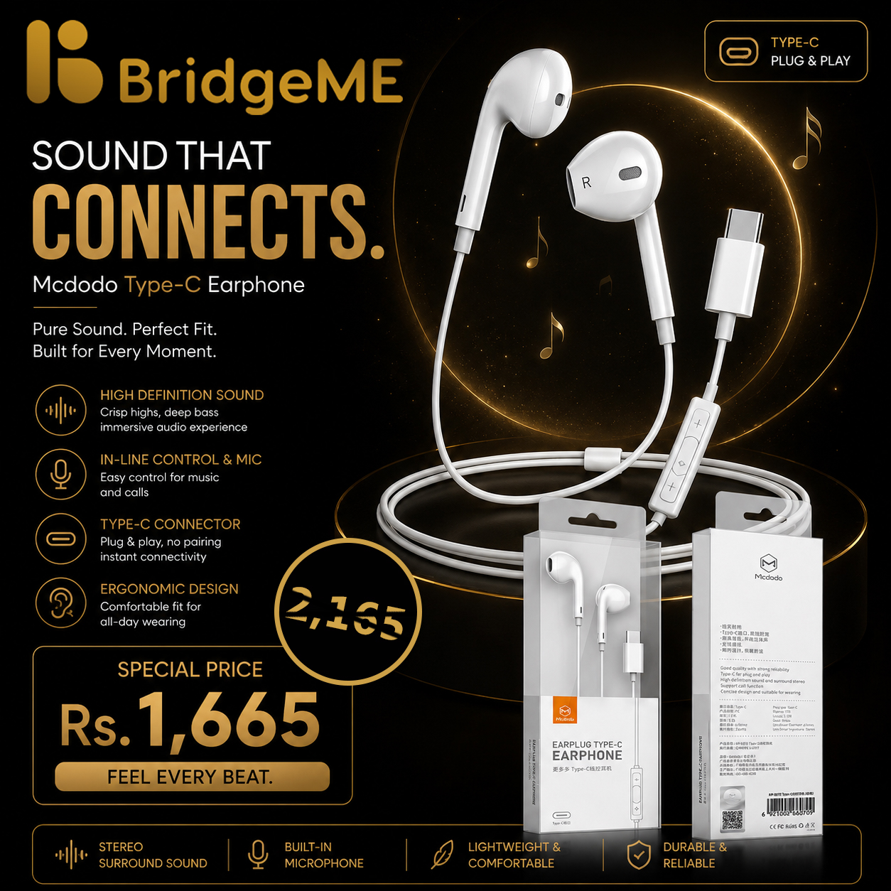 MCDODO TYPE-C Earphone