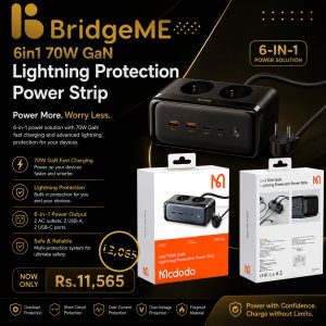 MCDODO 6-IN-1 70W GaN Lightning Protection Power Strip