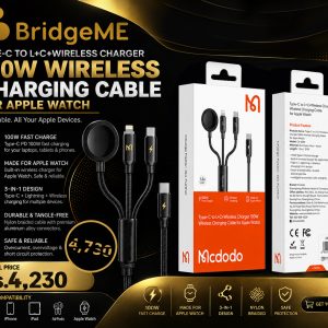 MCDODO 100W TYPE-C TO L+C+WIRELESS CHARGING CABLE FOR APPLE WATCH